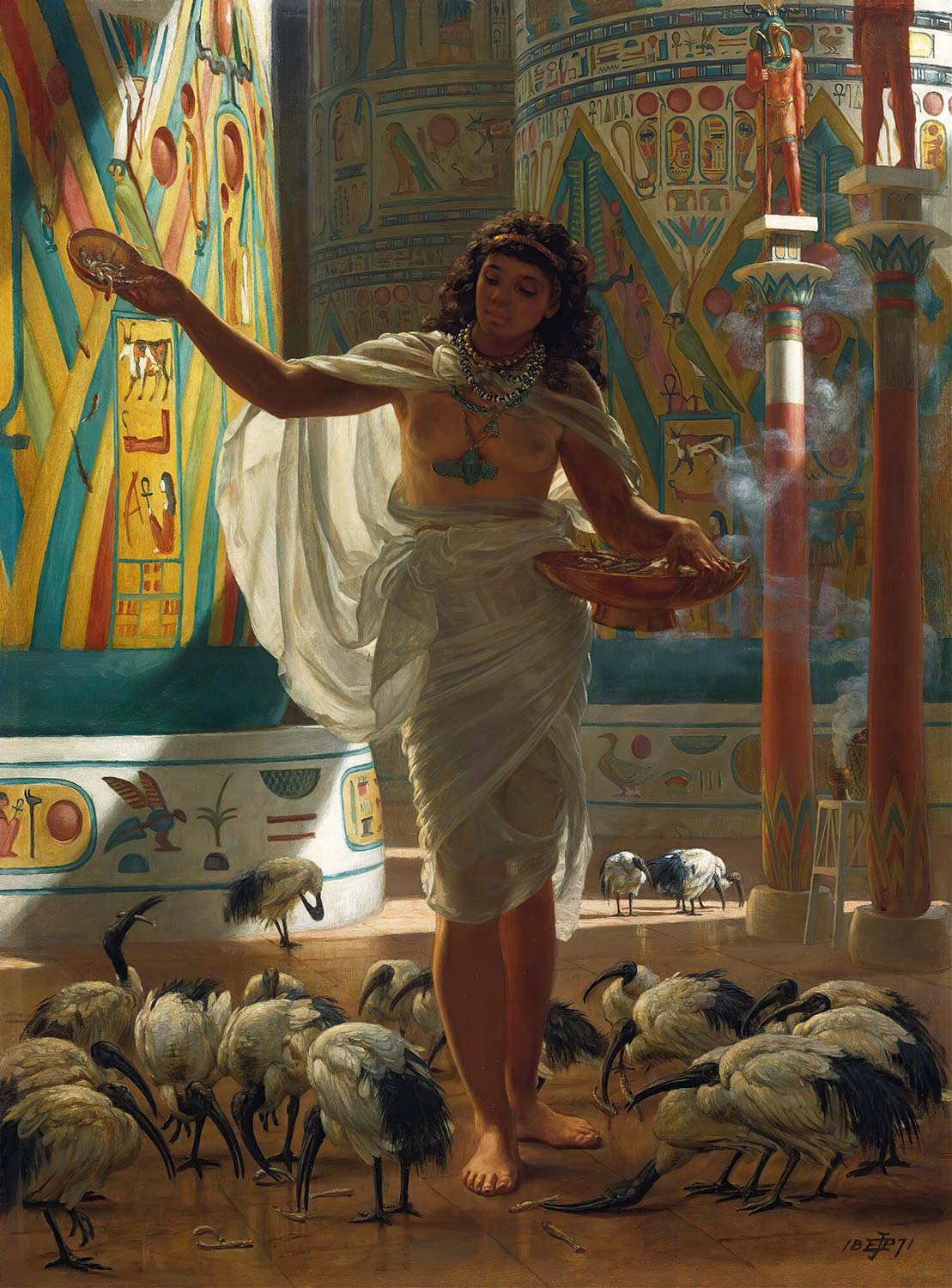 Edward John Poynter Feeding The Sacred Ibis In The Halls Of Karnac Art Print