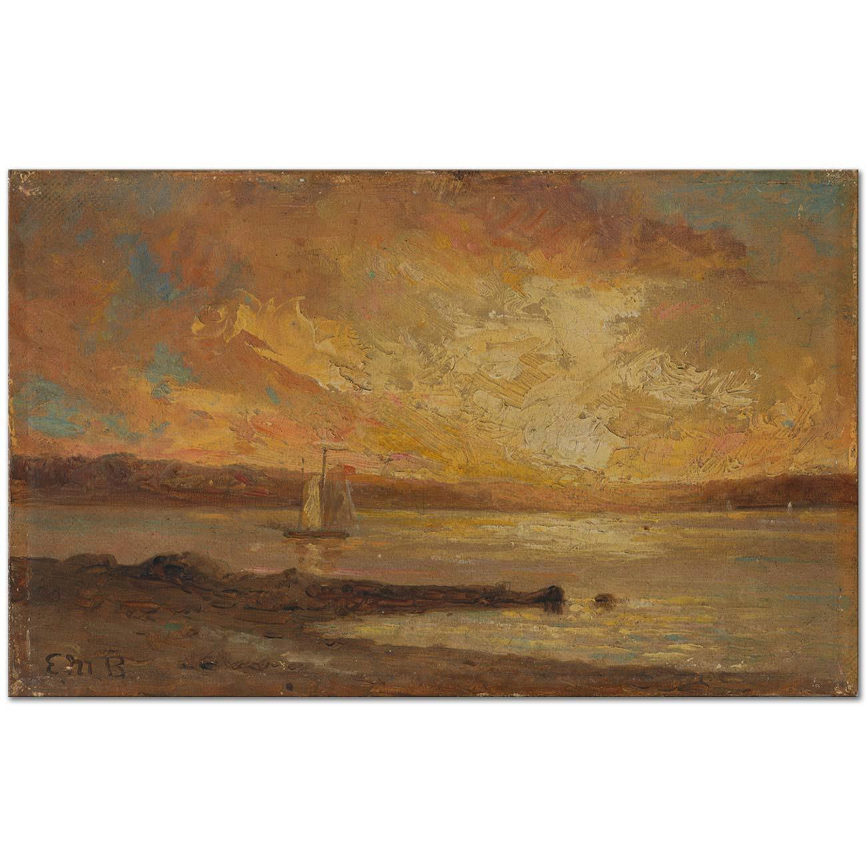 Edward Mitchell Bannister Boat on Sea Art Print