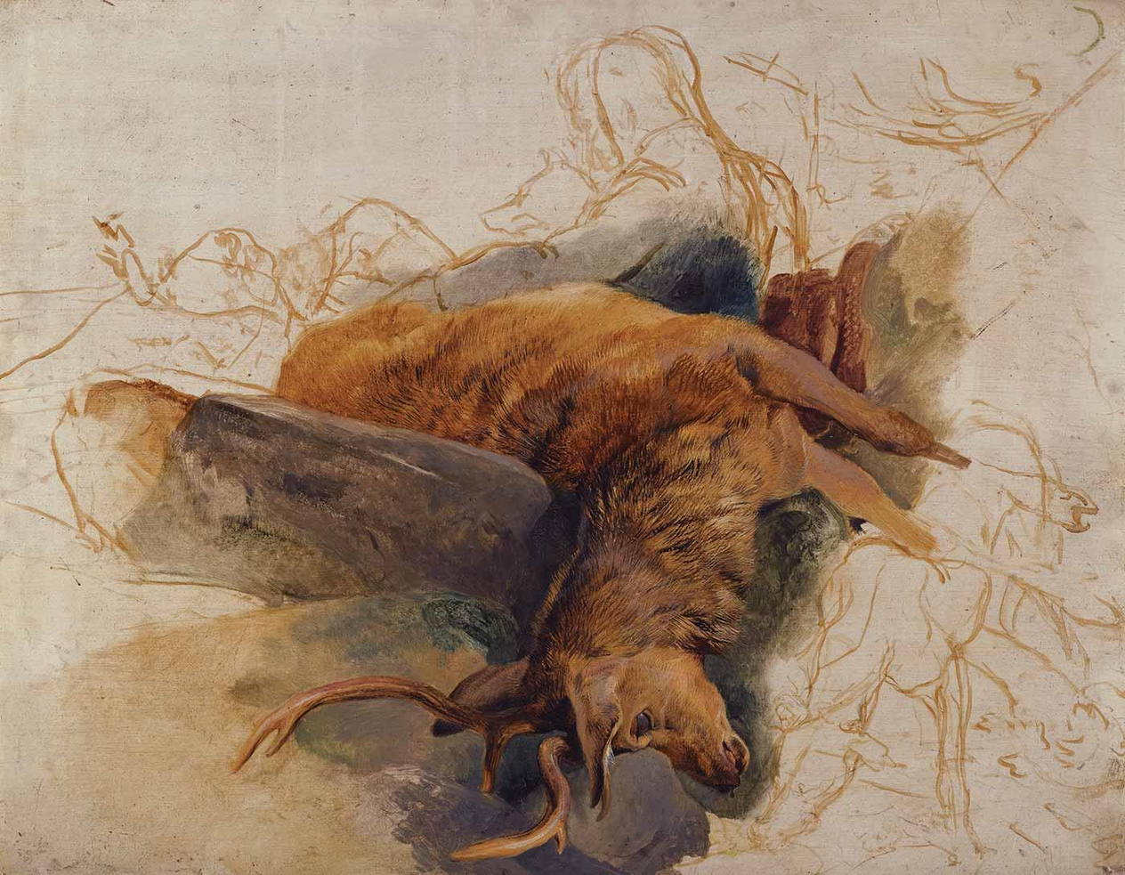 Edwin Henry Landseer Ölü Geyik Kanvas Tablo