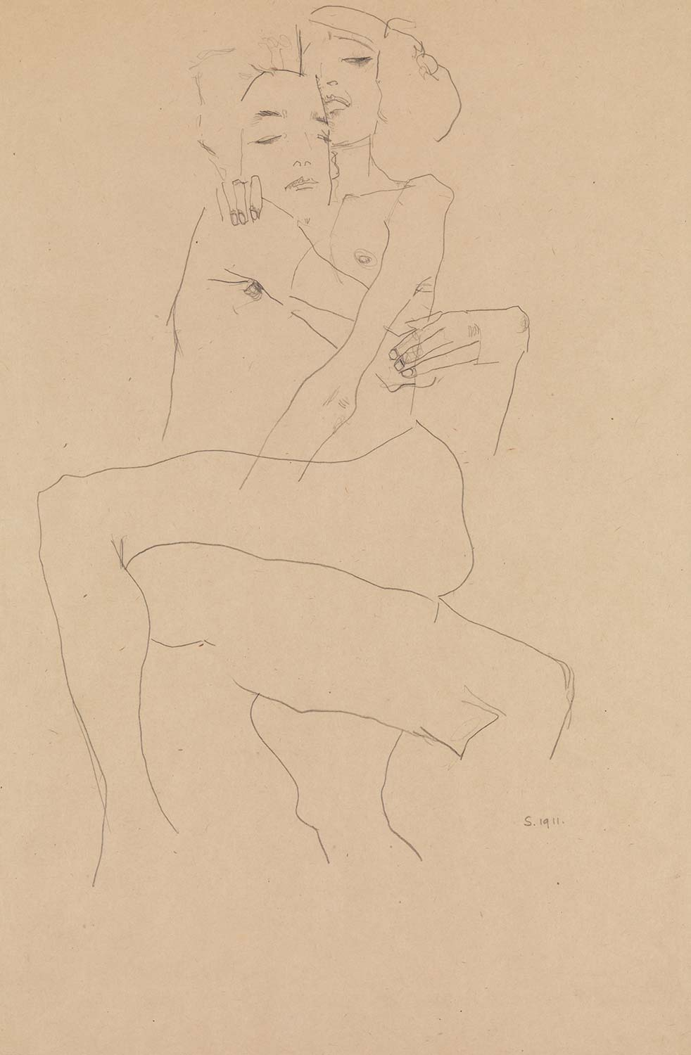 Egon Schiele Couple Embracing Art Print