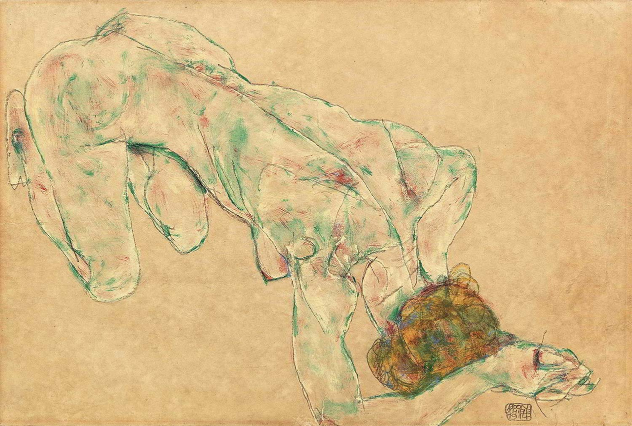Egon Schiele Kadın Nü 01 Kanvas Tablo