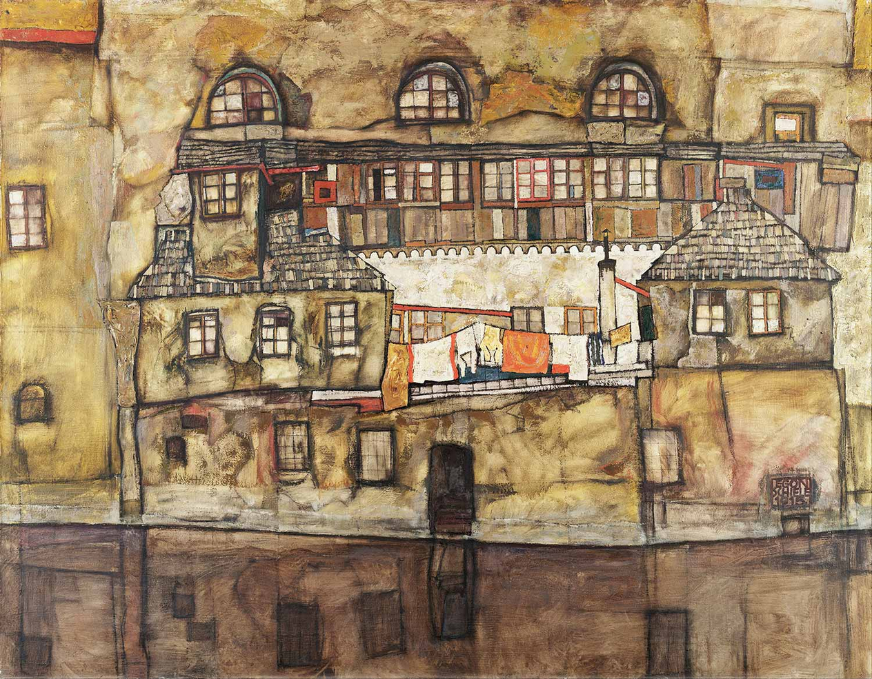 Egon Schiele House Wall on the River Art Print