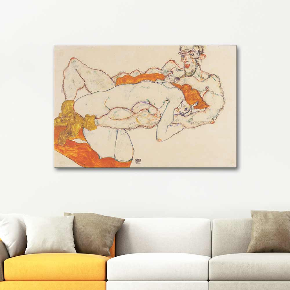 Egon Schiele Lovers Art Print