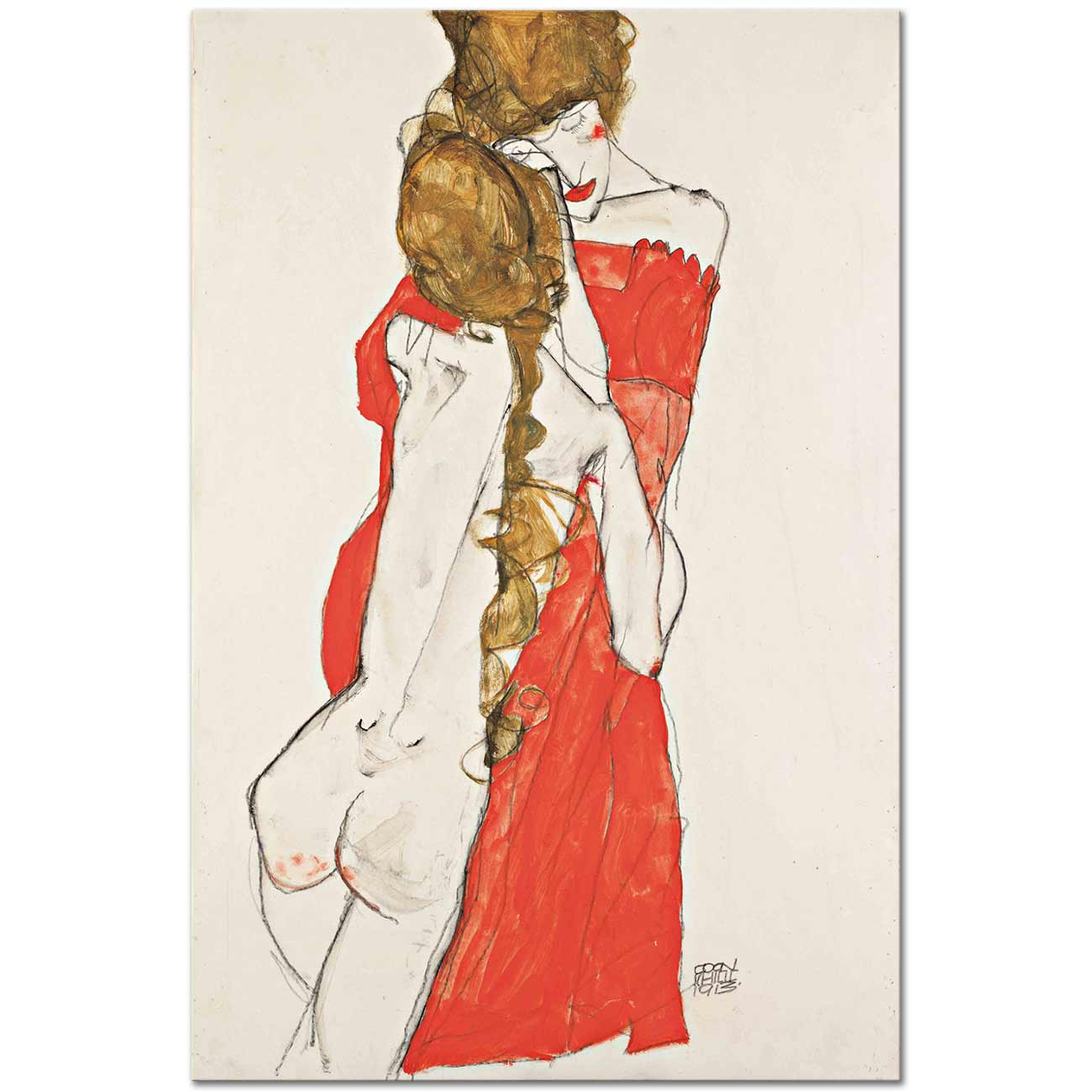 Egon Schiele Anne ve Kızı Kanvas Tablo