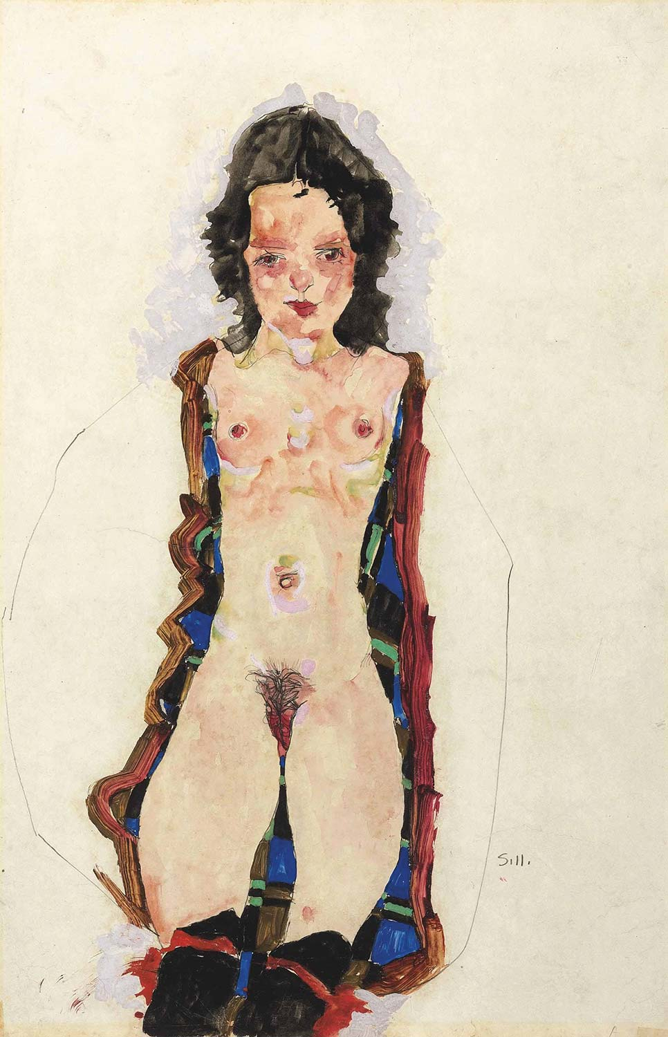 Egon Schiele Nude with Red Garters Art Print