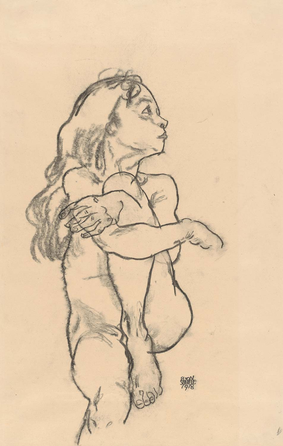 Egon Schiele Seated Nude Girl Clasping Her Left Knee Art Print