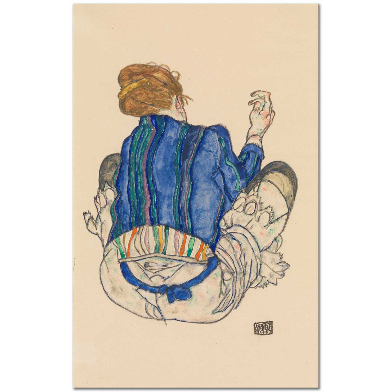 Egon Schiele Seated Woman Back View Art Print