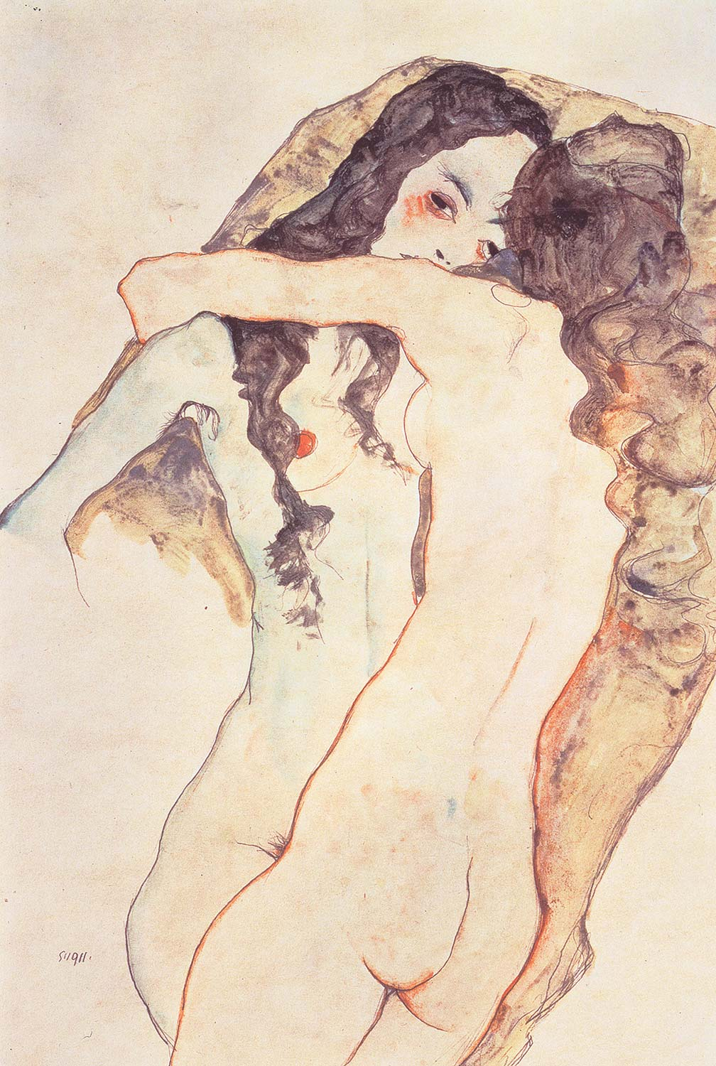 Egon Schiele Two Embracing Women Art Print