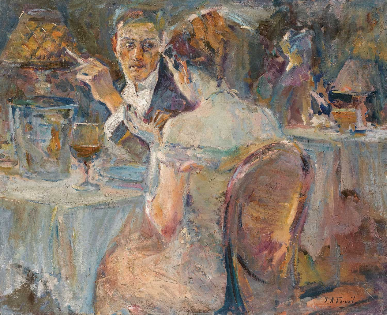 Elie Anatole Pavil Evening In A Parisian Cafe Art Print