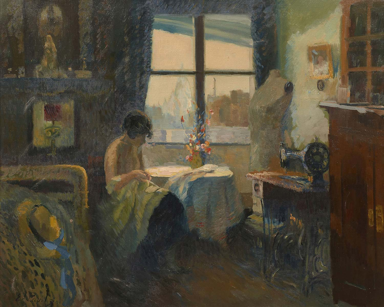 Elie Anatole Pavil Repriseuse à sa fenêtre devant Montmartre Art Print
