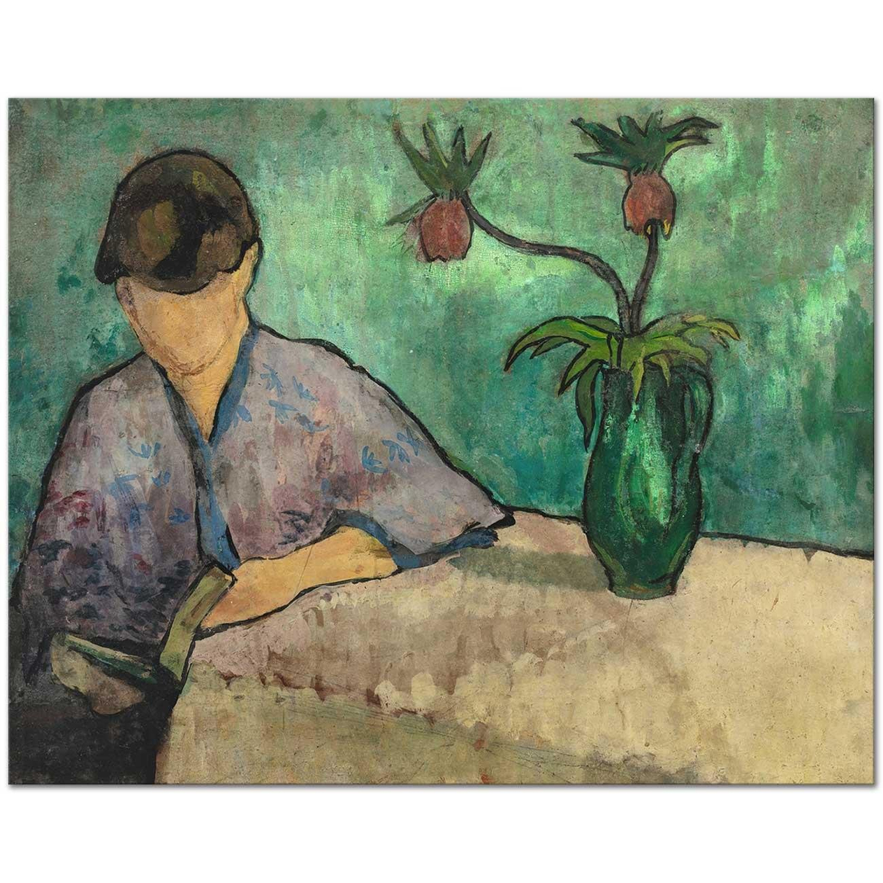 Emile Bernard Jeune Femme Lisant en Kimono Art Print