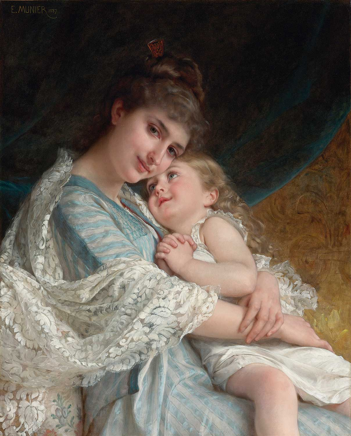Emile Munier A Tender Embrace Art Print