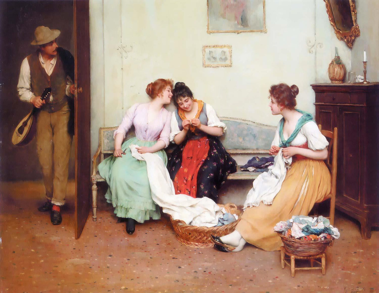 The Friendly Gossips by Eugene de Blaas