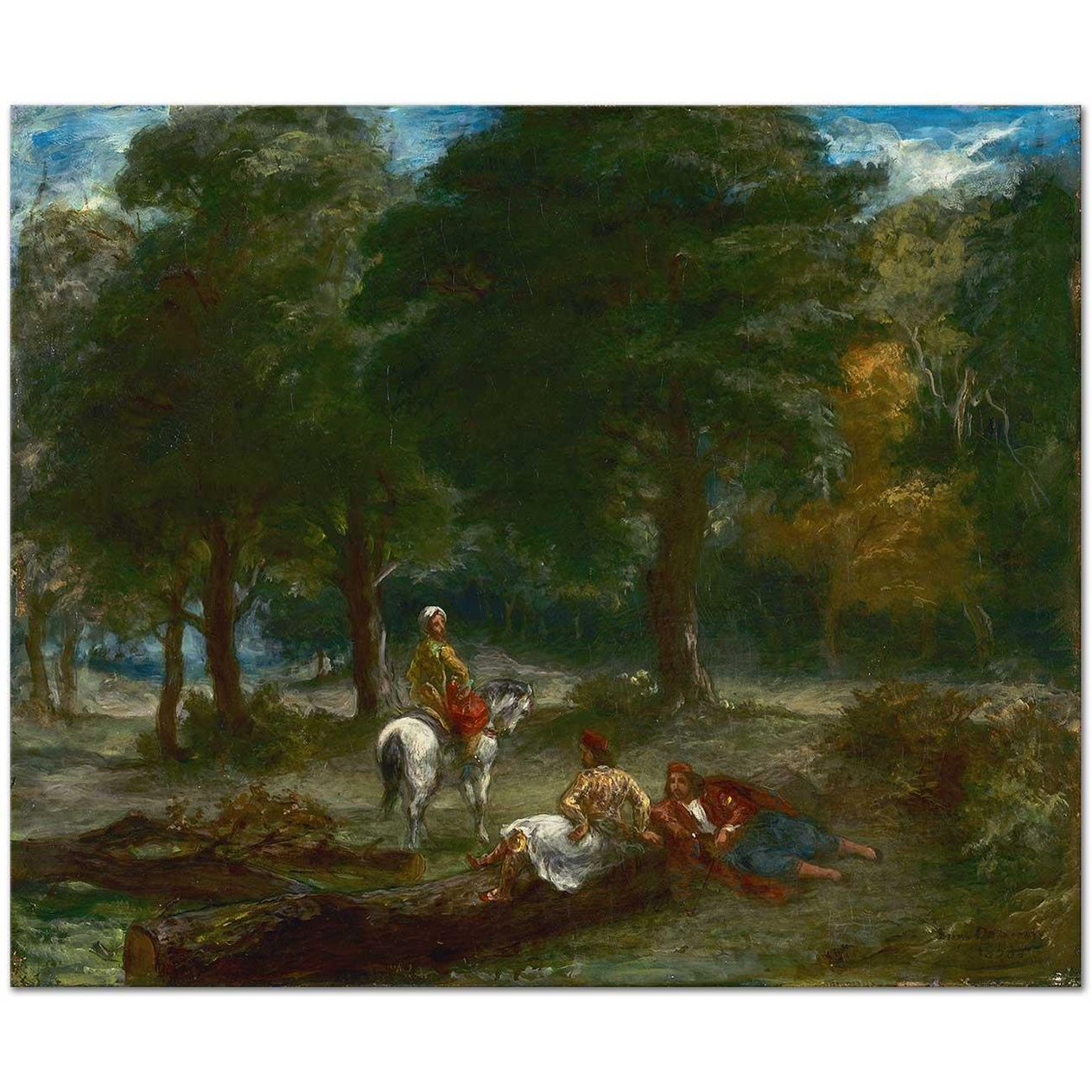 Greek Cavalry Men Resting in Forest by Eugene Delacroix