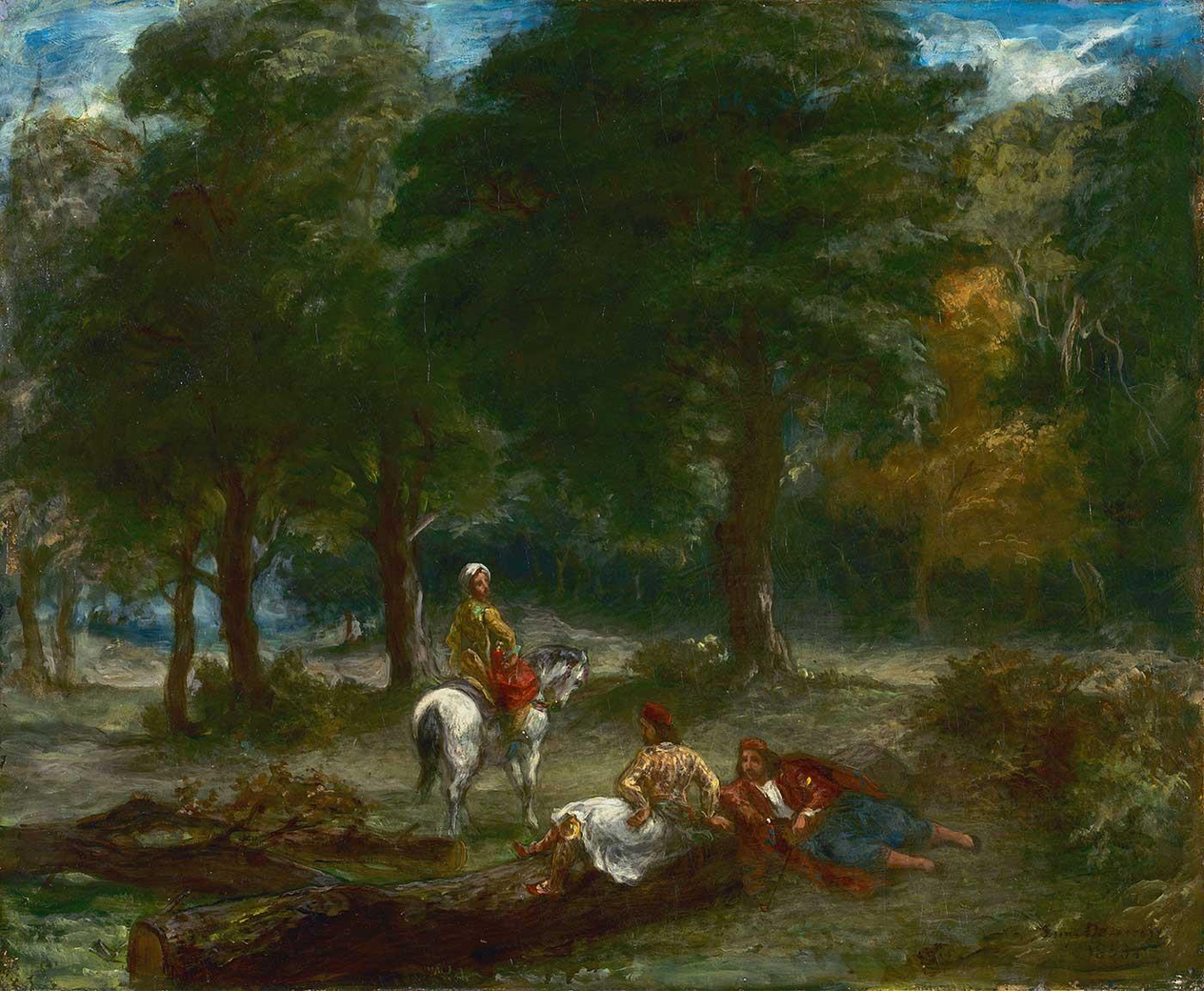 Greek Cavalry Men Resting in Forest by Eugene Delacroix