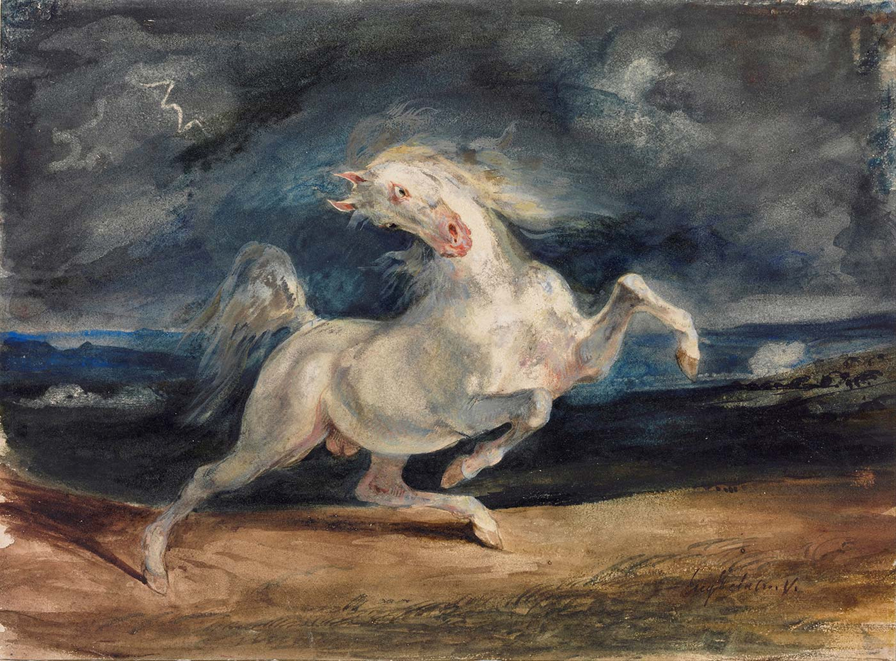 Eugene Delacroix Şimşekten Ürken At Kanvas Tablo