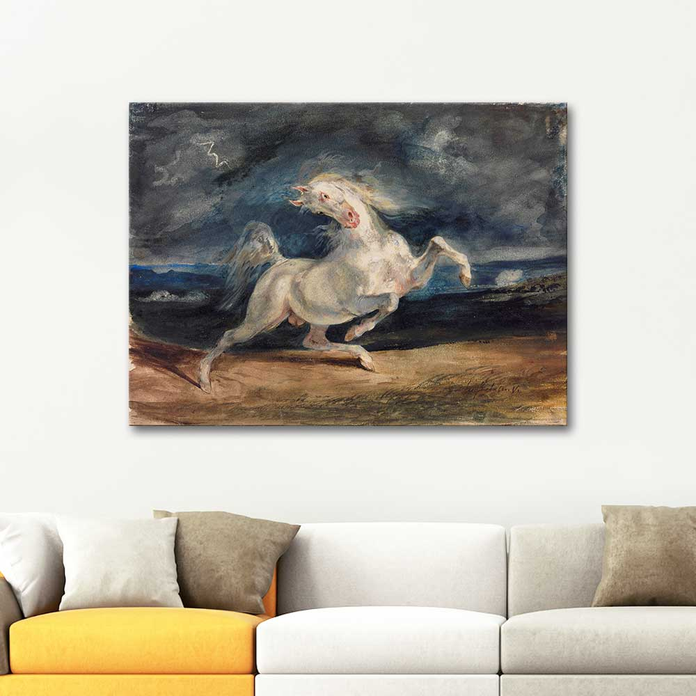 Eugene Delacroix Şimşekten Ürken At Kanvas Tablo
