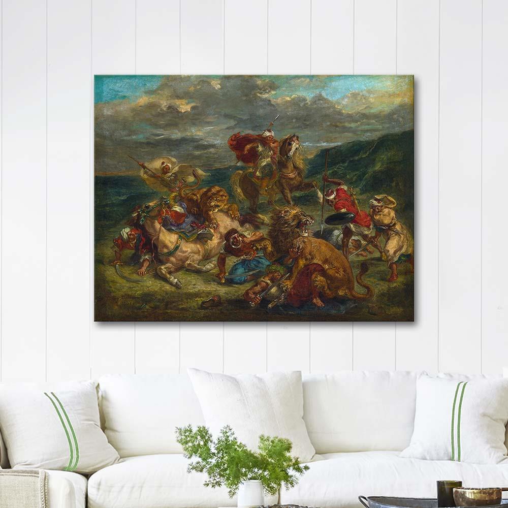 Eugene Delacroix Lion Hunt Art Print