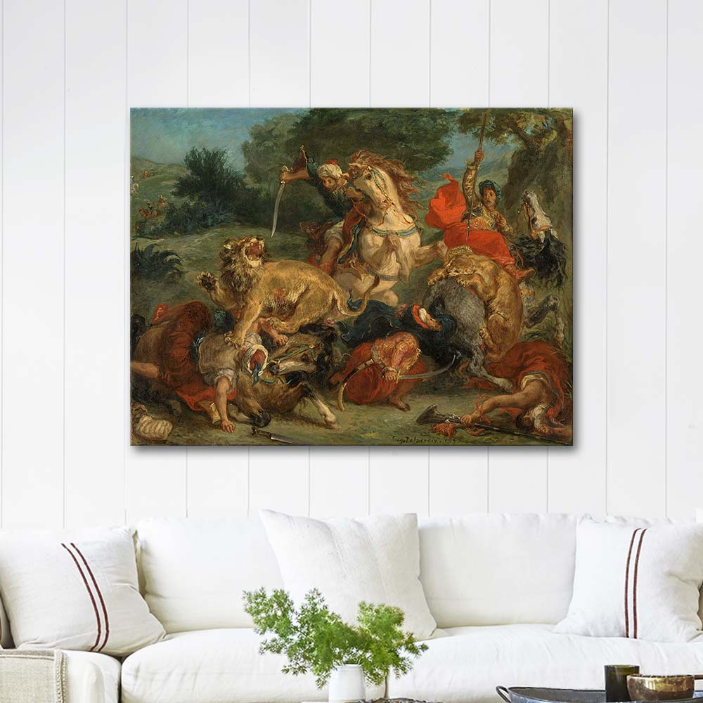 Eugene Delacroix Lion Hunt Art Print