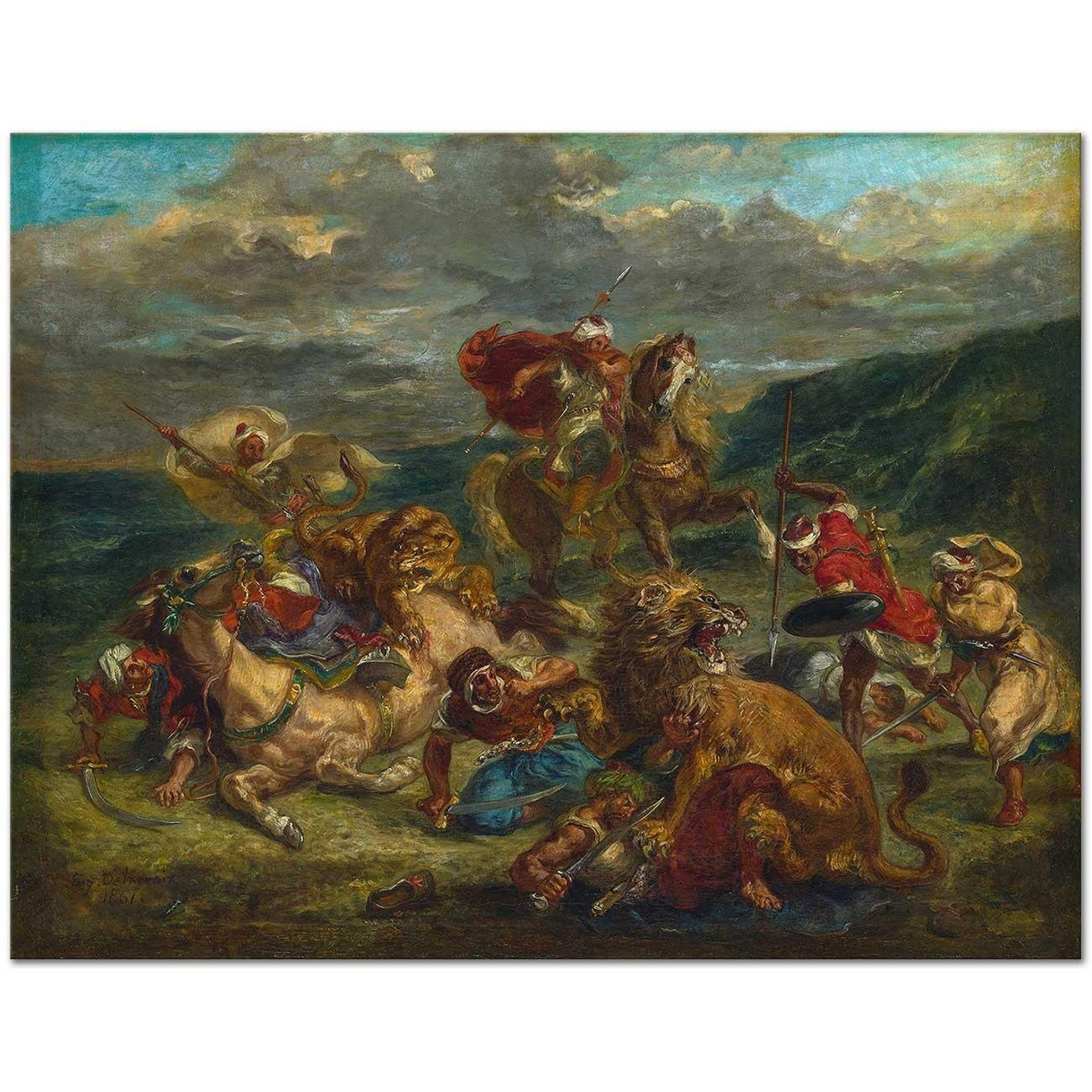 Eugene Delacroix Lion Hunt Art Print