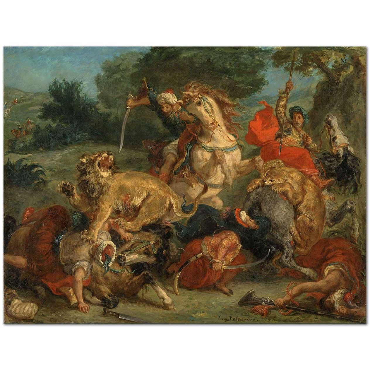 Eugene Delacroix Aslan Avı Kanvas Tablo