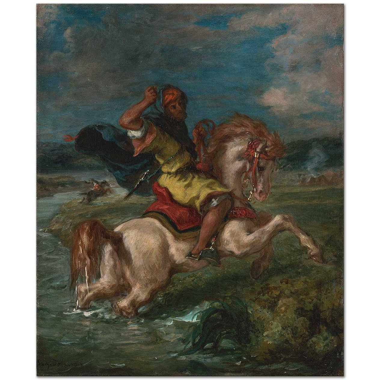 Eugene Delacroix Moroccan Horseman Crossing a Ford Art Print