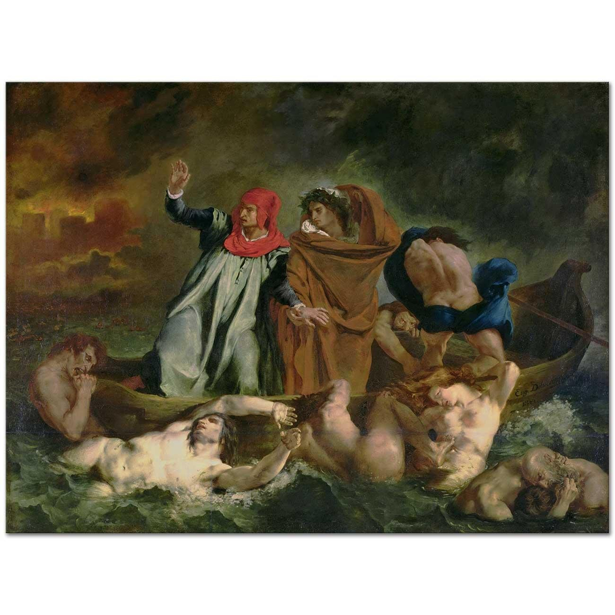 Eugene Delacroix Dante'nin Teknesi Kanvas Tablo