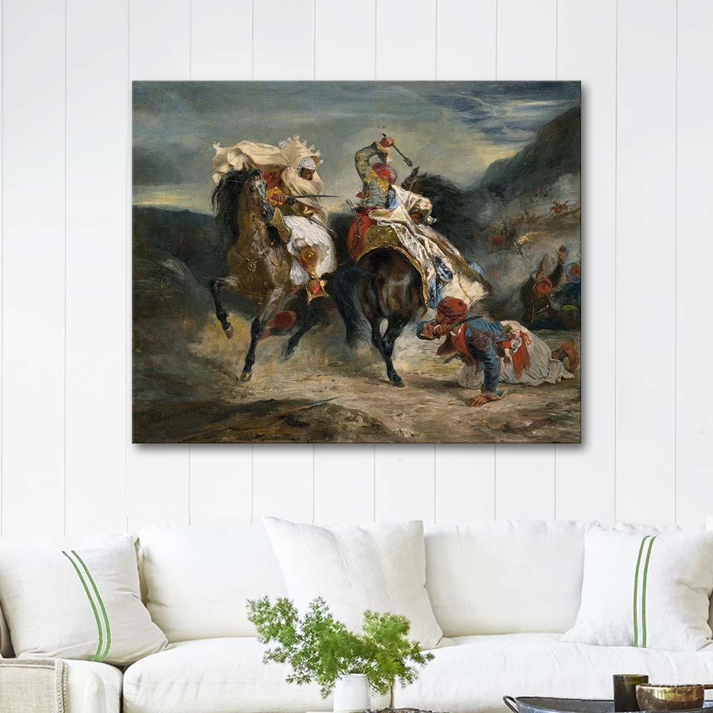 Eugene Delacroix The Combat of the Giaour and Hassan Art Print