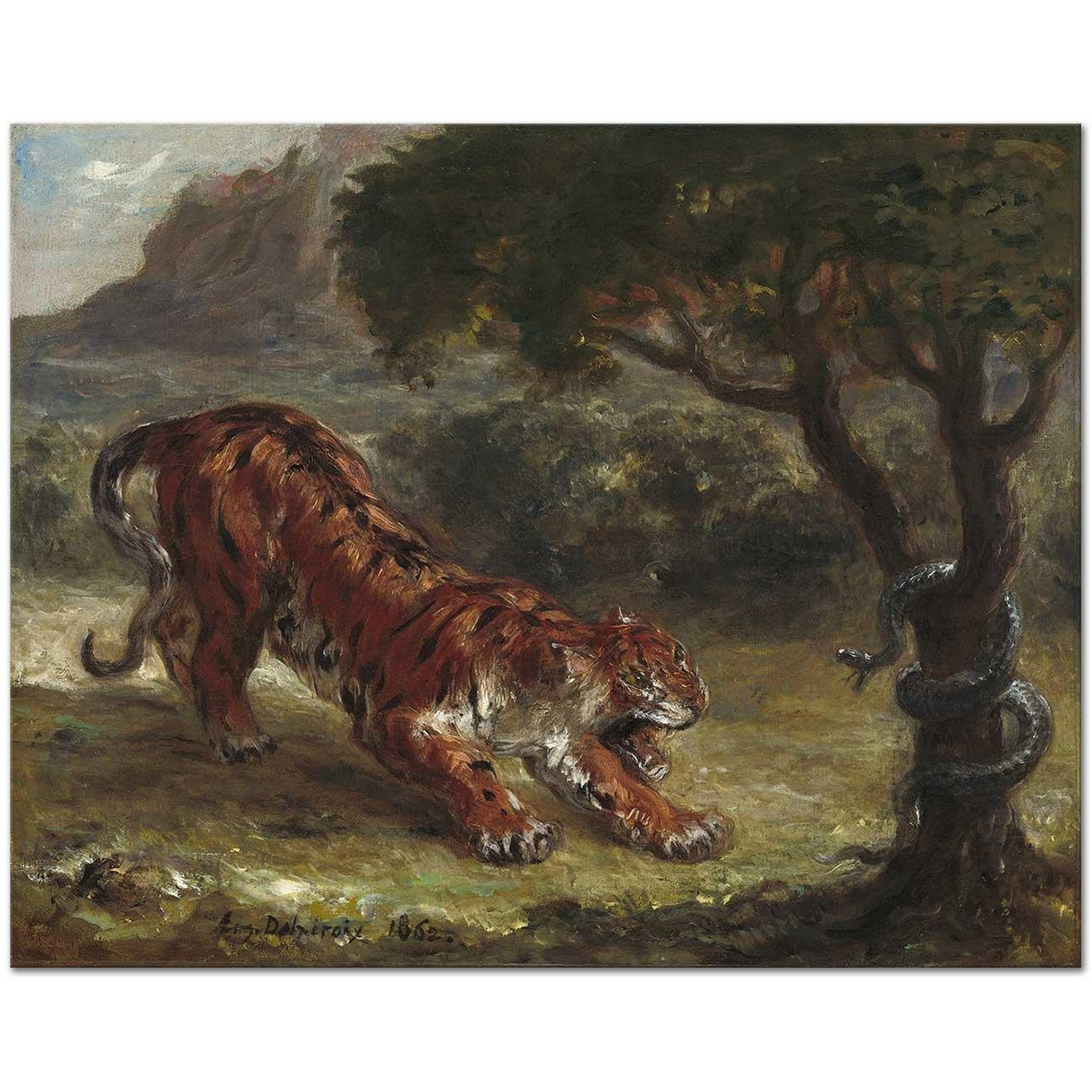 Eugene Delacroix Tiger and Snake Art Print
