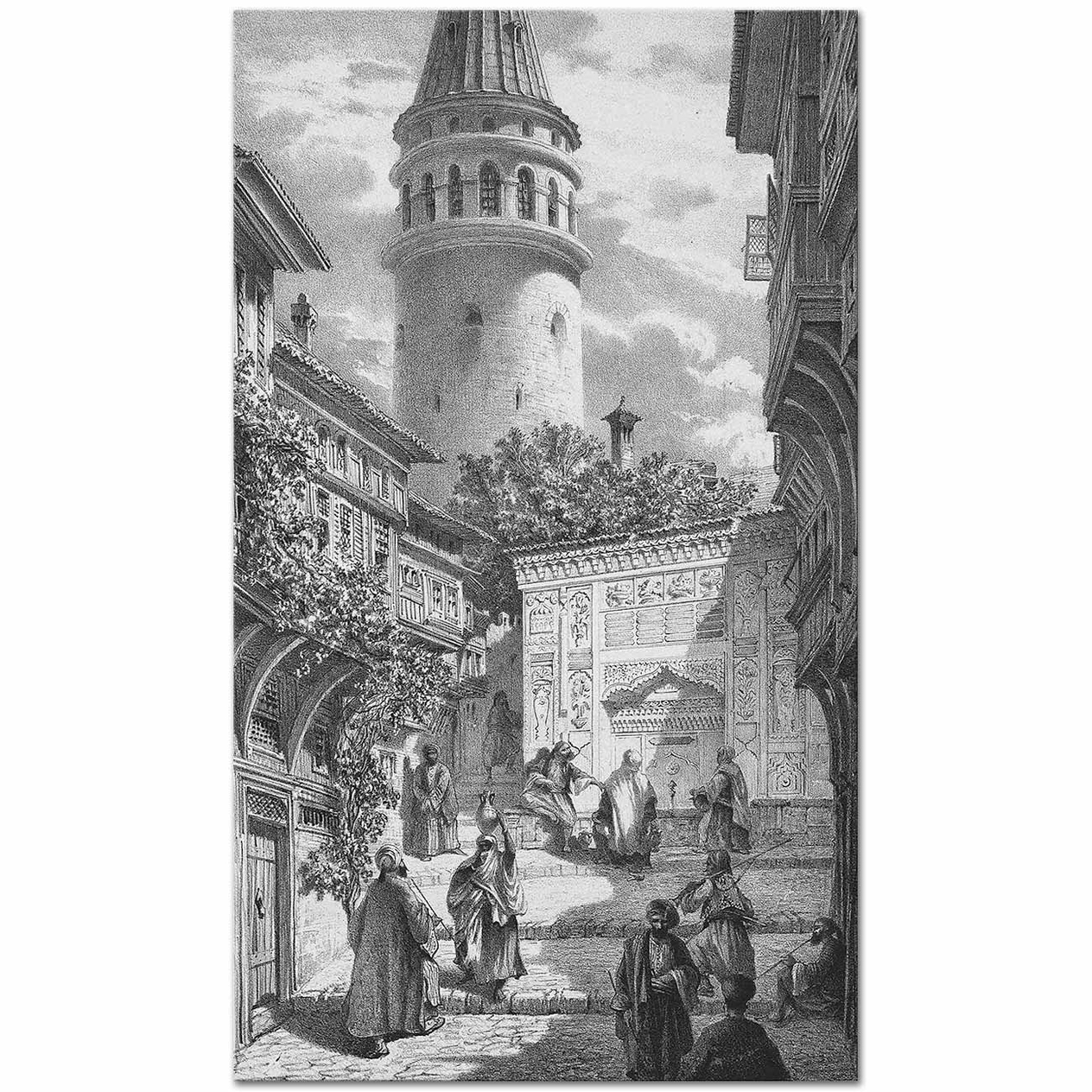 Eugene Flandin Bir Galata Sokağı Kanvas Tablo