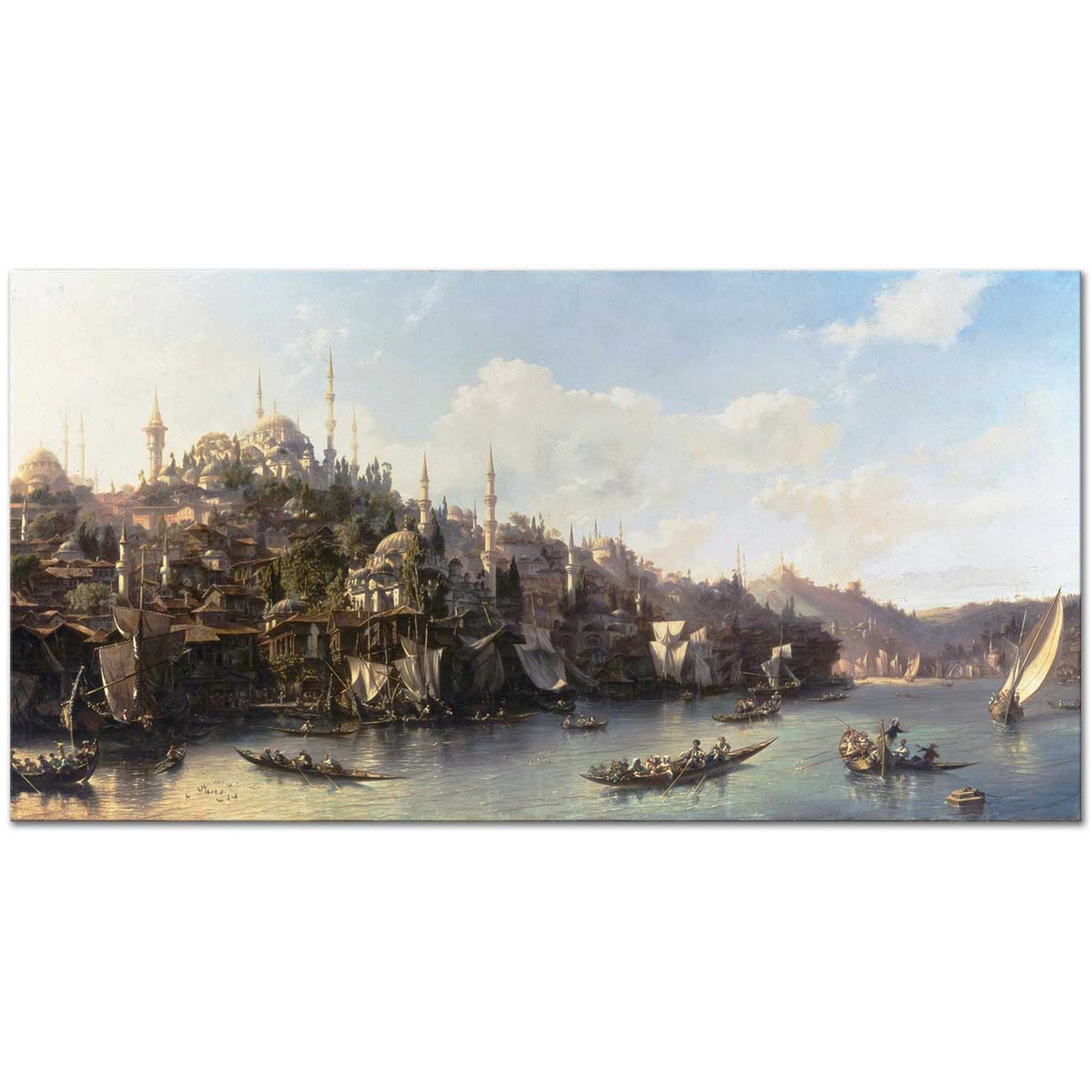 Eugene Flandin Süleymaniye ve Haliç Kanvas Tablo