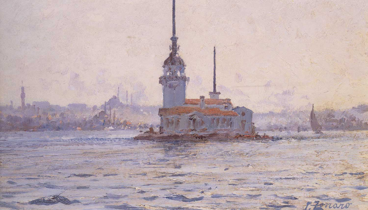 Fausto Zonaro Sabah Vakti Kız Kulesi Kanvas Tablo