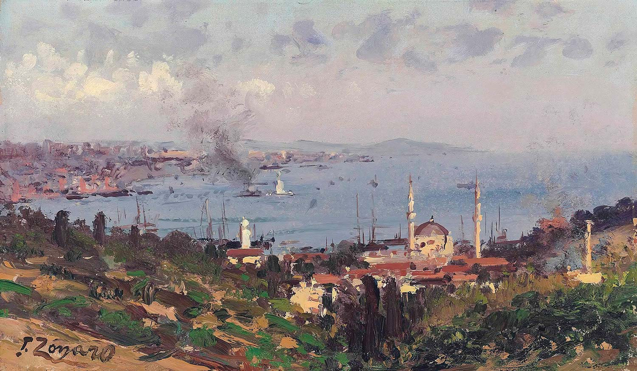 Fausto Zonaro View of Nisantasi with the Dolmabahçe Mosque, Constantinople Art Print