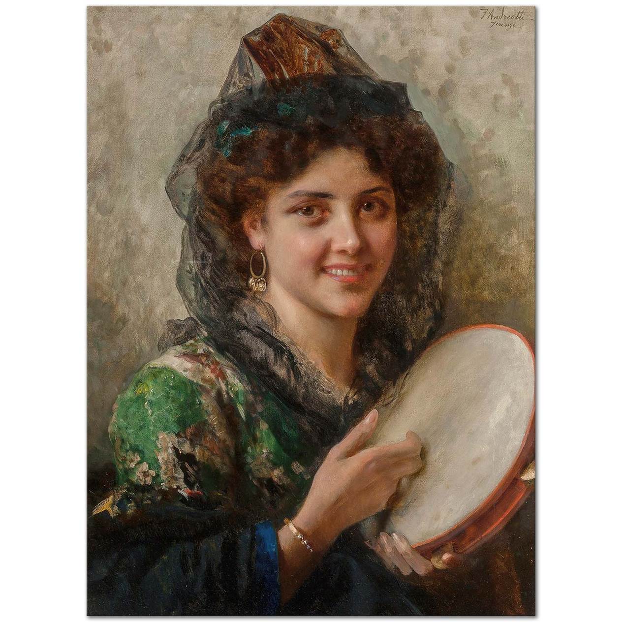Federico Andreotti Girl with a Tambourine Art Print