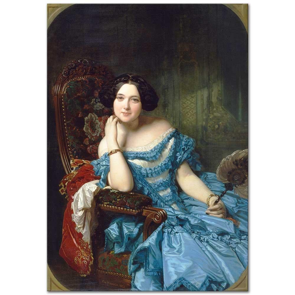 Federico de Madrazo Dona Amalie de Liano Kanvas Tablo