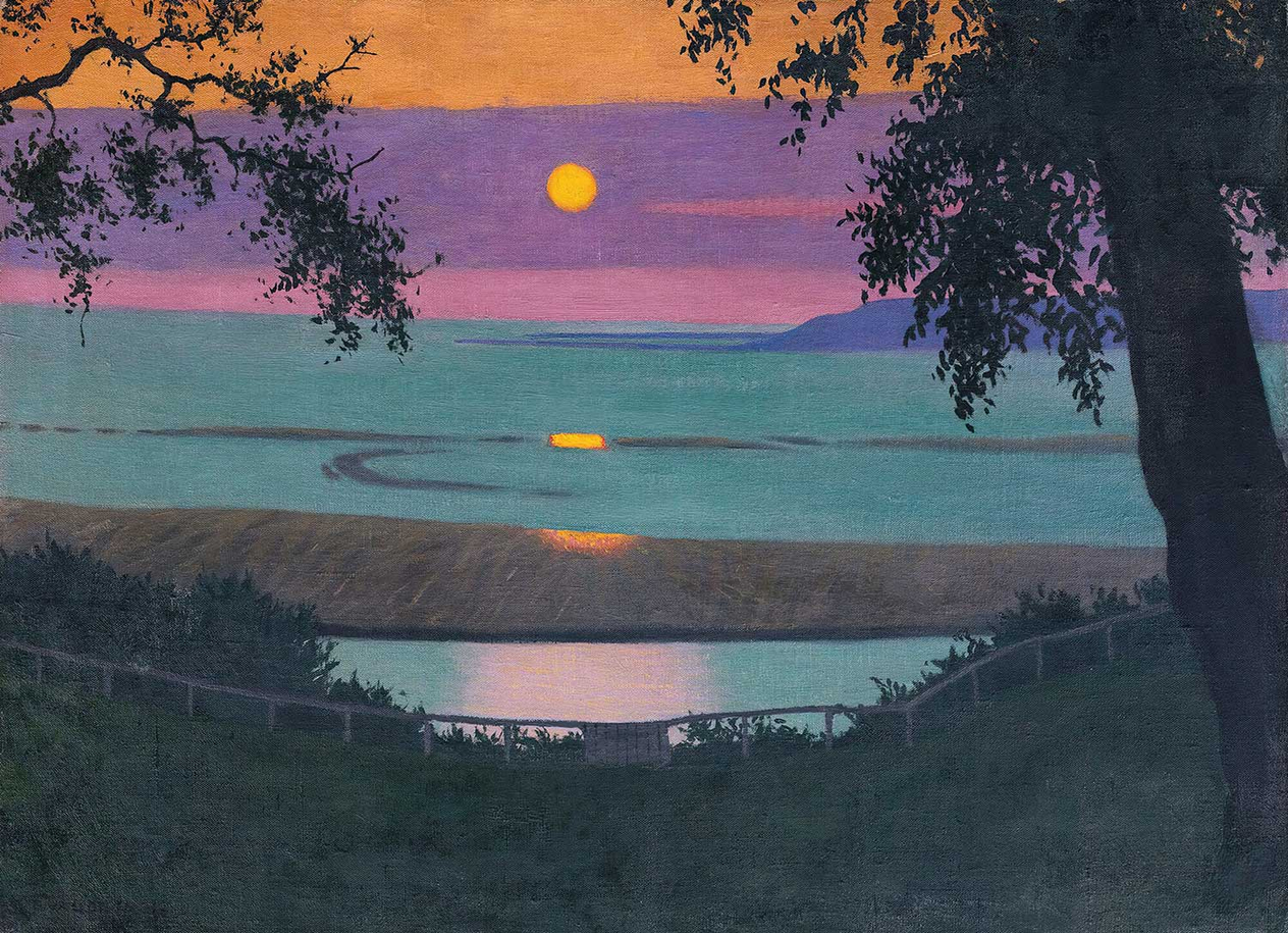 Felix Vallotton Sunset At Grace, Orange And Violet Sky Art Print