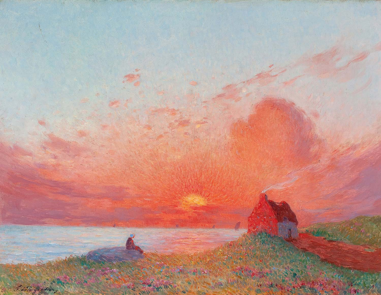 Ferdinand du Puigaudeau Coucher de Soleil, Près du Croisic Art Print