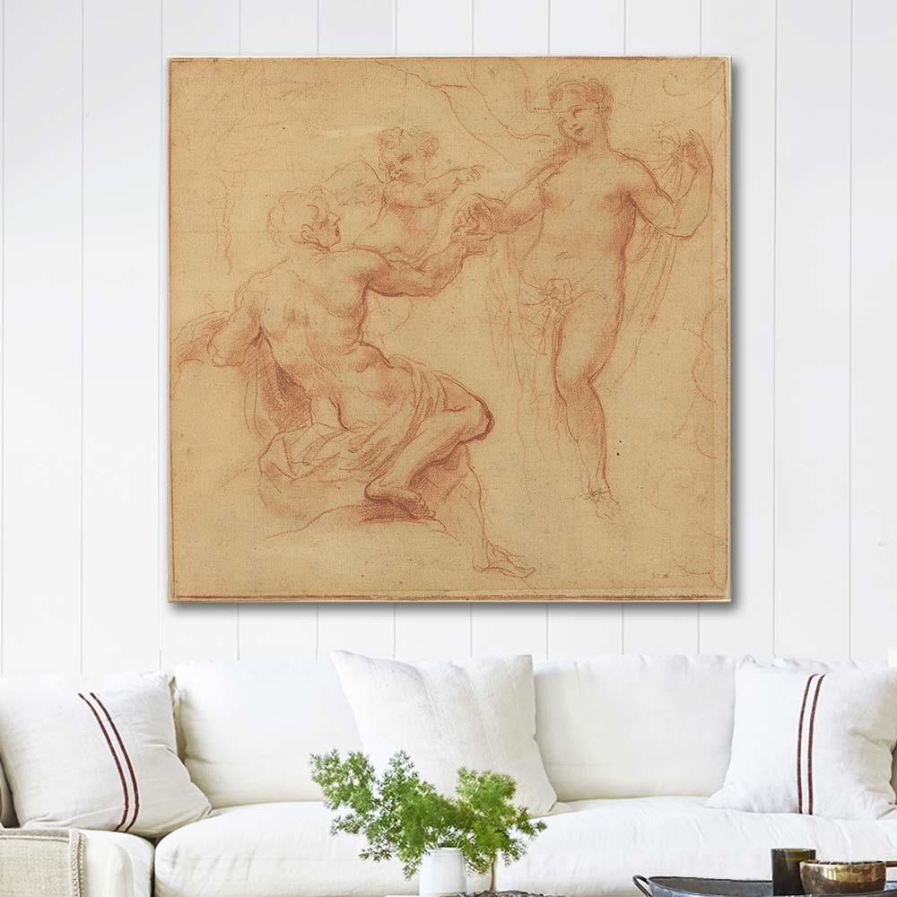 Francesco Albani Paris Venüs'e Elmayı Verirken Kanvas Tablo