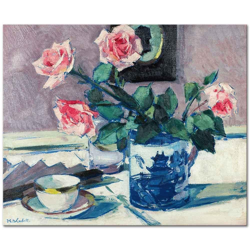 Francis Cadell Pembe Güller Kanvas Tablo