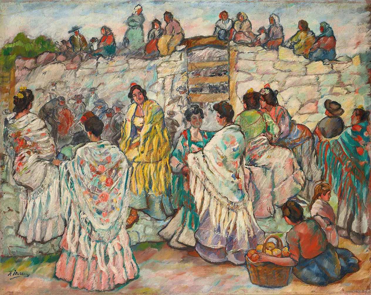 Francisco Iturrino Manolas Outside The Bullring Art Print