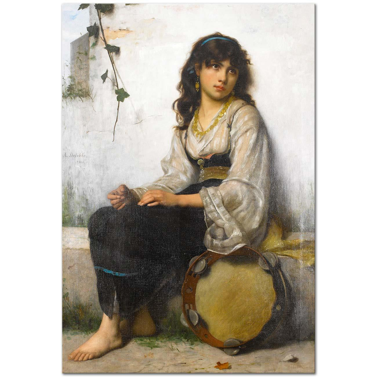 François Alfred Delobbe The Little Tambourine Girl Art Print