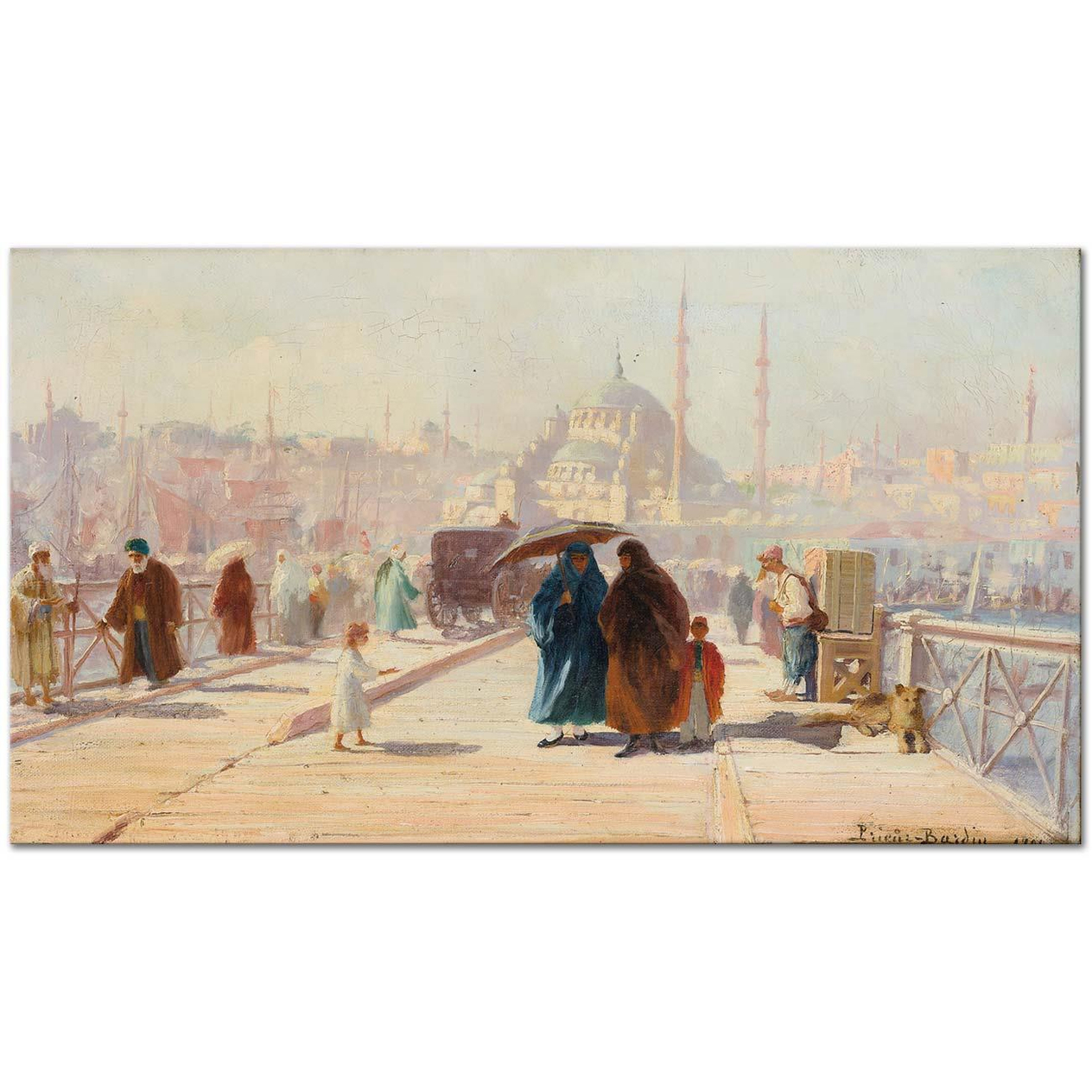 François Prieur Bardin Galata Köprüsü Kanvas Tablo