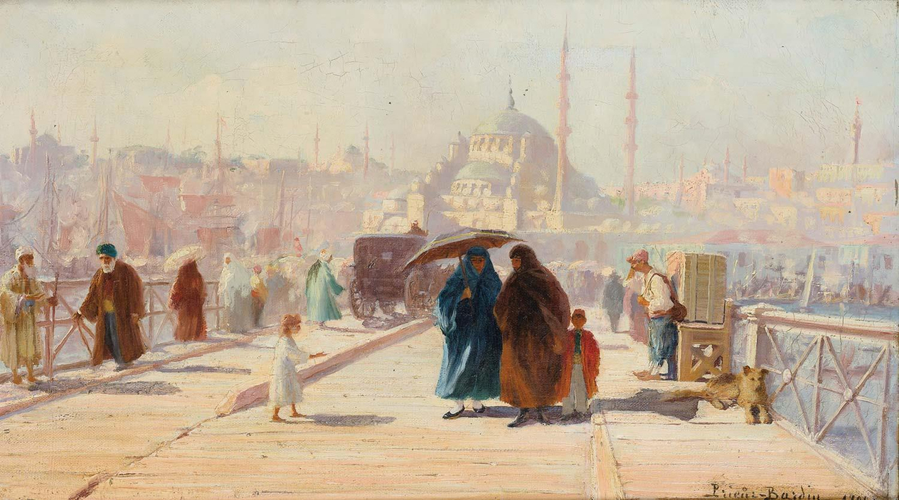 François Prieur Bardin Galata Köprüsü Kanvas Tablo