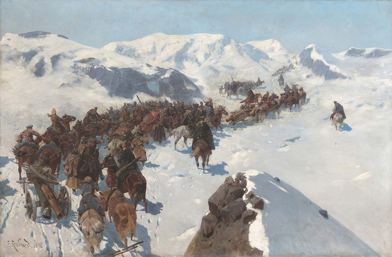 Franz Roubaud Count Argutinsky crossing the Caucasian Range Art Print