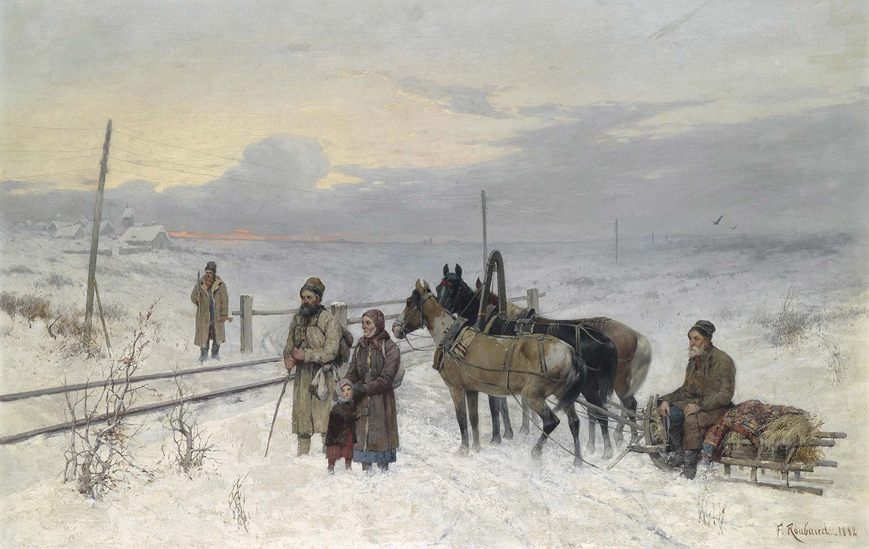 Franz Roubaud Tren Bekleyenler Kanvas Tablo