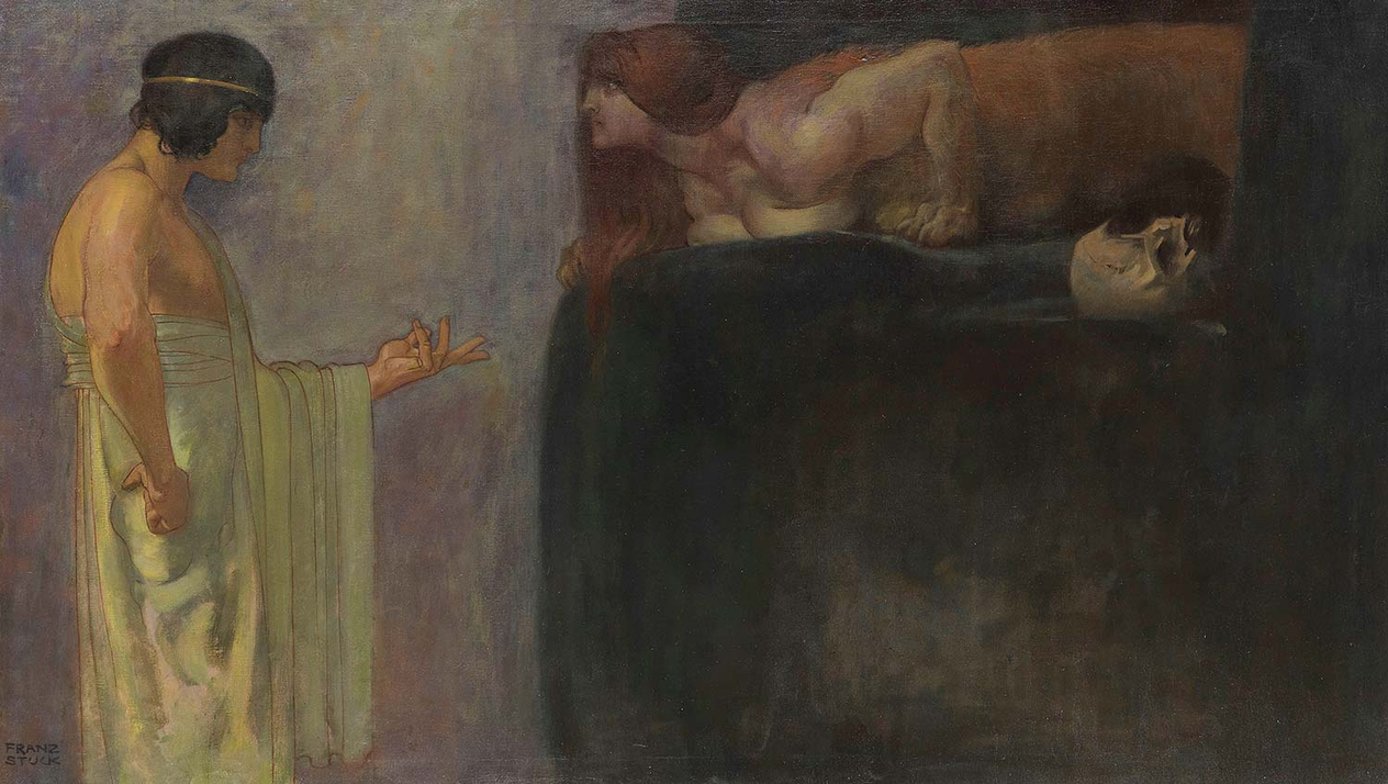 Franz von Stuck Oedipus Solves the Mystery of the Sphinx Art Print