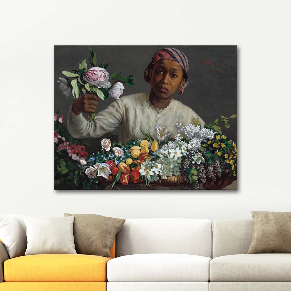 Frédéric Bazille Young Woman with Peonies Art Print