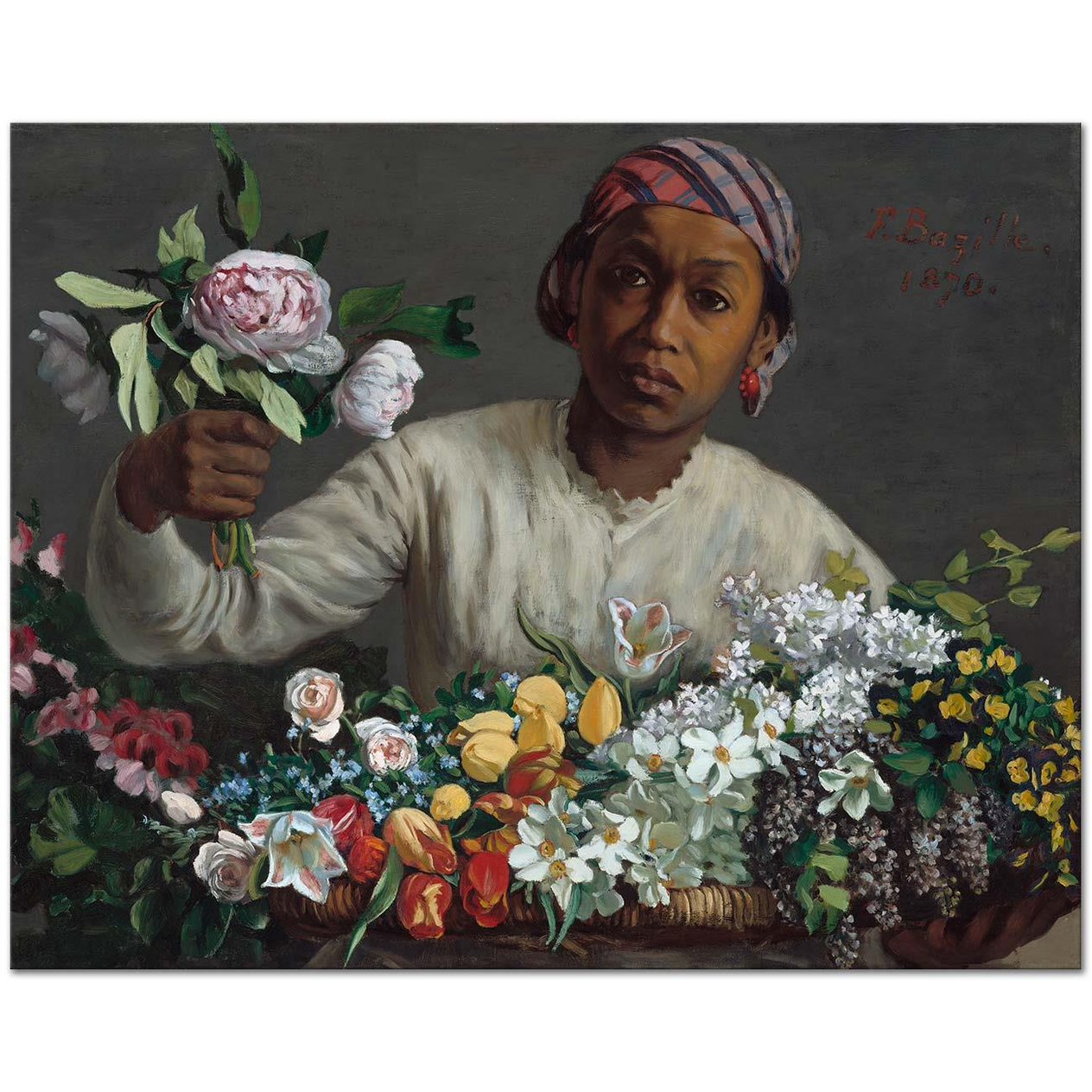 Young Woman with Peonies by Frédéric Bazille