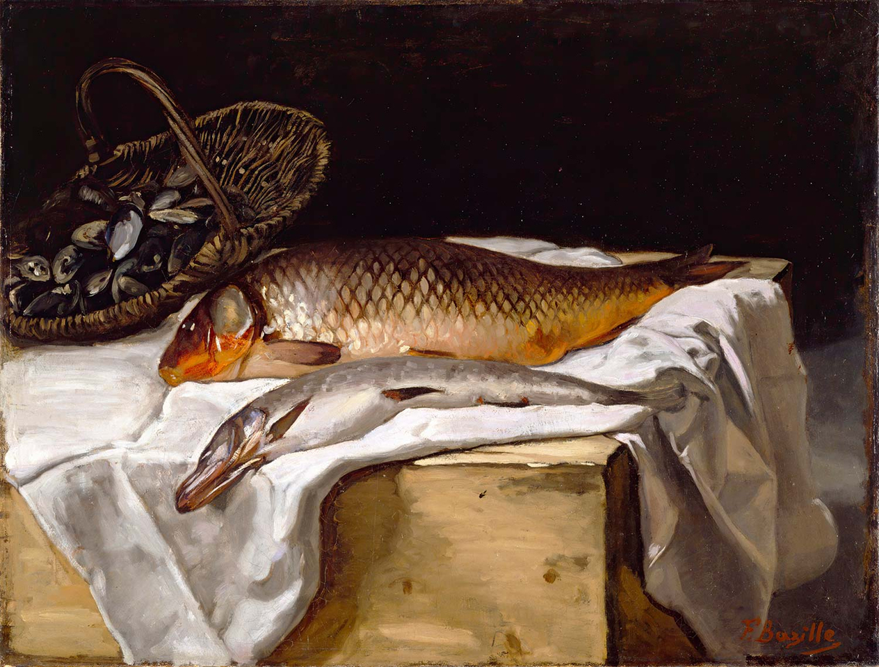 Frederic Bazille Balıklı Natürmort Kanvas Tablo