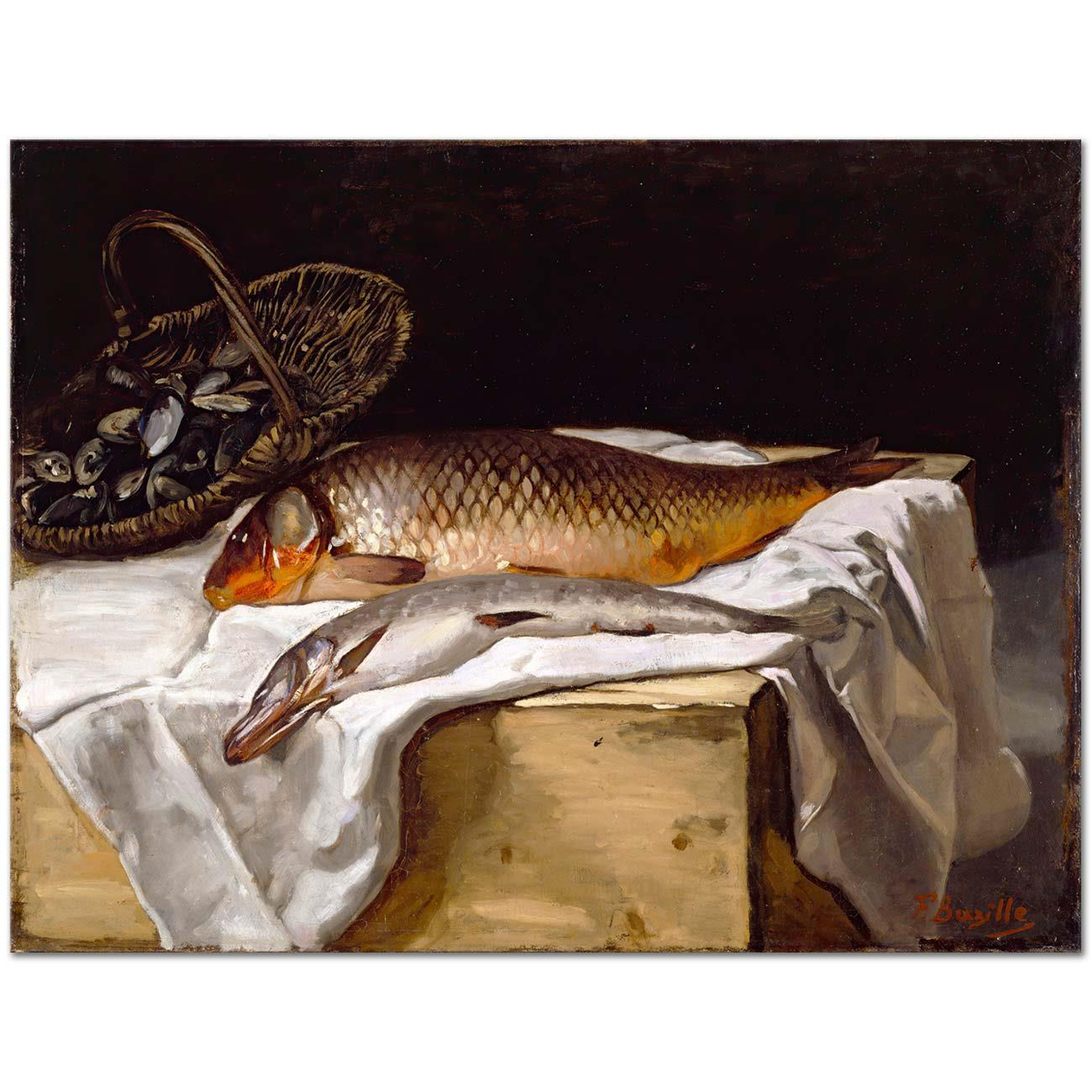 Frederic Bazille Balıklı Natürmort Kanvas Tablo